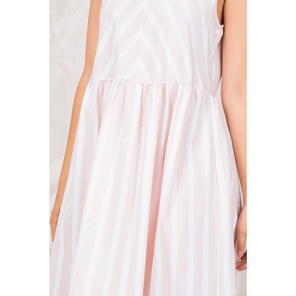 Blush Pink Stripe Sleeveless Midi Dress - Picture 5 of 8